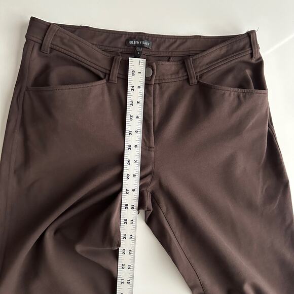 Eileen Fisher Rayon Blend Flat Front Wide Leg Brown Office Workwear Pants S - Picture 5 of 8